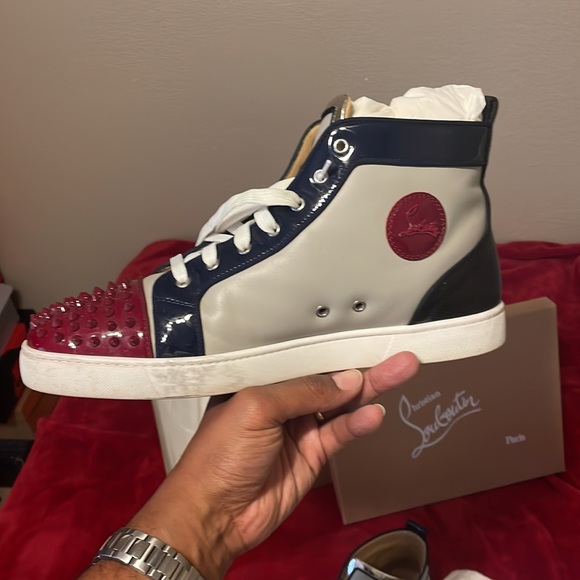 Men size 48 1/2FR or 15.5 US CHRISTIAN LOU BOUTIN HIGH TOP SNEAKERS - Picture 9 of 14
